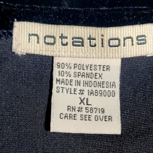 Notations Black Velvet Layered Blouse/Cardigan with Rhinestone Heart Clasp (XL) - Picture 8 of 11